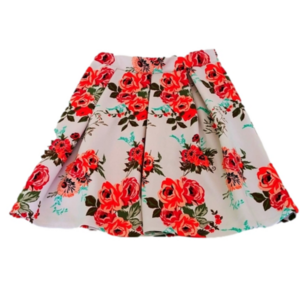 Charlotte Russe Skirt Women's Rose Pattern Size S Pleated‎ Elastic Waist Pull On